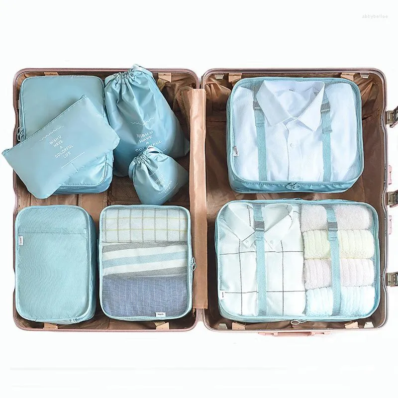 Sacs de rangement 6/7/8 pièces ensemble voyage maison câble de données numérique organisateur pour vêtements chaussure bagages emballage Cube valise pochette bien rangée