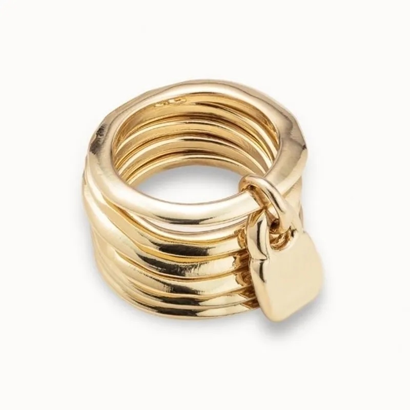 Anillos de racimo Versión UNO DE 50 Plata de moda Plateado 14k Oro amarillo Encanto Anillo Nicho Joyería Regalo 220922