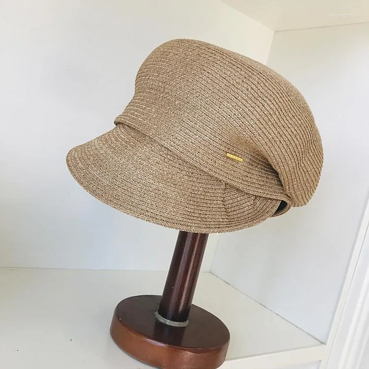 Ball Caps Hurtowe kobiety Visor Summer Słomka Rafia Wide Brim z łuk Baseball Cap Ochrona UV Sun Beach Hat Handmade