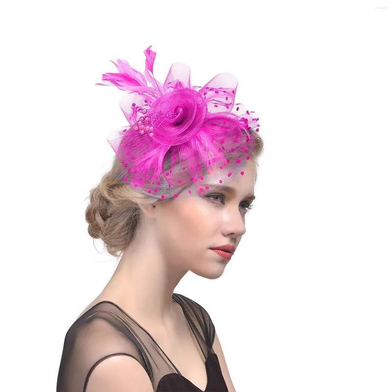 Tocados de luto para mujer, diadema para fiesta de té, boda, flor, cóctel, malla, plumas, pinza para el pelo, banda para el sudor personalizada, 2606