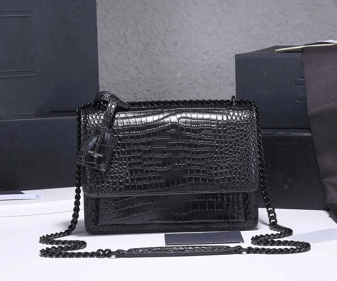Kvällspåsar toppkvalitet Luxurys modekrokodilmönster väska kvinna messenger väskor axel vintage damer crossbody handväska handväskor femal