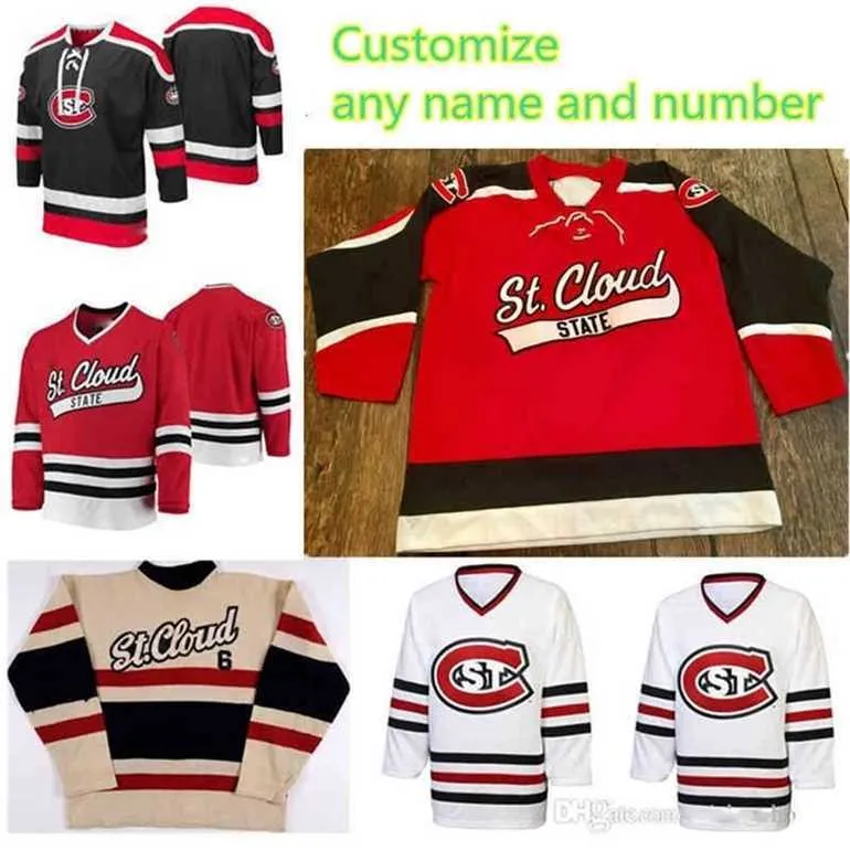 Gla St. Cloud State Huskies College Hockey Jerseys 여성 Sam Hentges Jersey Jake Wahlin Luke Jaycox Jack Poehling Nick Perbix Custom Stitched