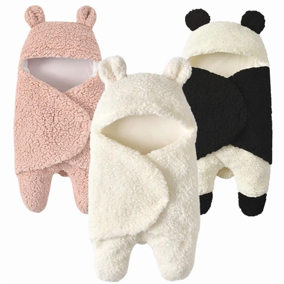 Dicke warme Pl￼schbaby Swaddle Cartoon Panda Modellierung Neugeborenes Baby Schlafen Wrap Decke POFORE FￜR BABEN Jungen M￤dchen235W