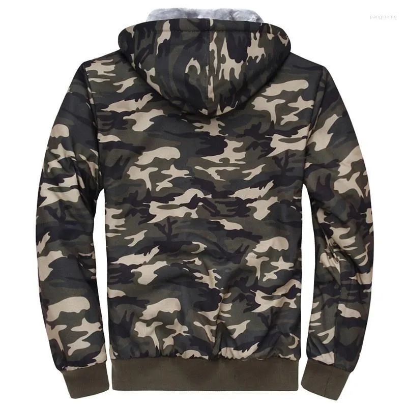 Men's Hoodies Mens Camouflage Sweatshirts Jackets Thicken Fur Lining Winter Warm Cardigan Military Comfort Soft Coats