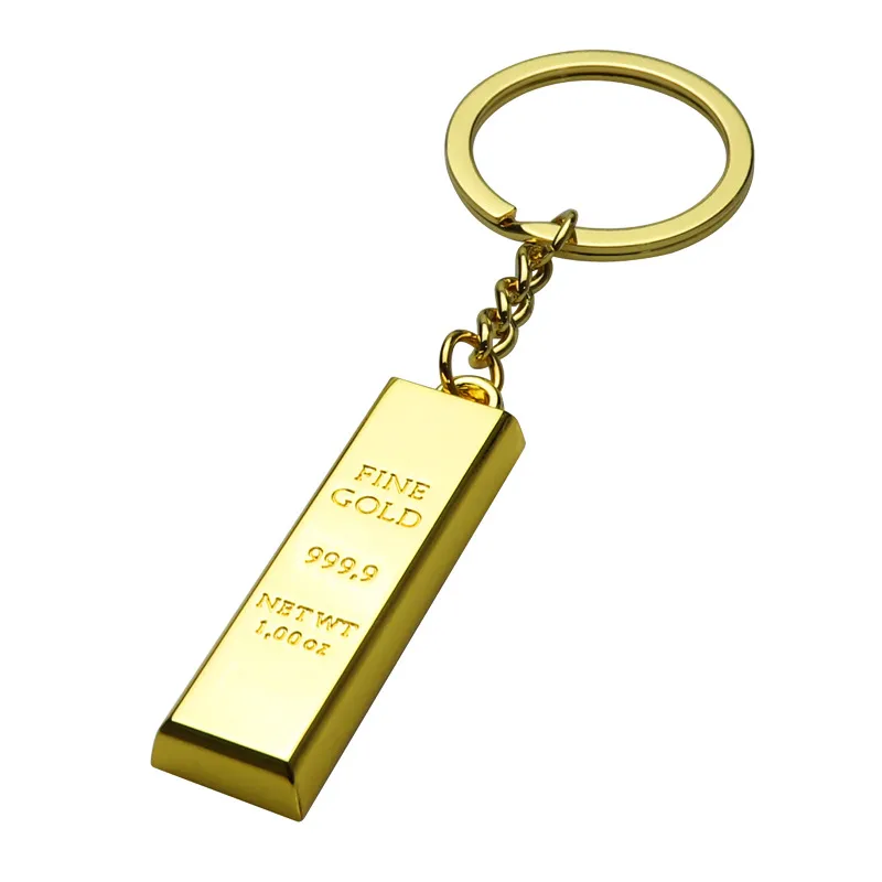 Gold Bar Keychain Pendant Metal Keychains Keyring Car Key Chain Creative Christmas Gift