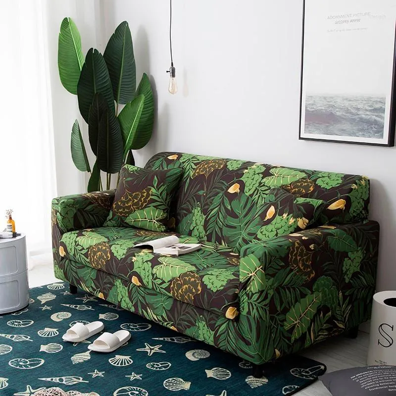 椅子は熱帯の葉と花の柔軟なソファスリップカバーオールインクルーシブストレッチ家具カバータオルホーム装飾1/2/3/4シート