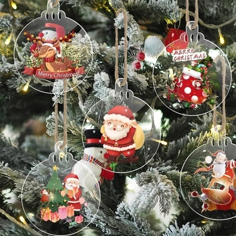 Decorazioni natalizie 20pcs chiari etichette bianche acriliche appesi a fiocchi di neve ornamenta con buco fai da te 220923