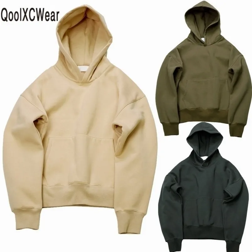 Felpe con cappuccio da uomo QoolXCWear Felpe con cappuccio hip hop di ottima qualità con pile CALDO inverno felpa con cappuccio da uomo swag pullover solido 220924