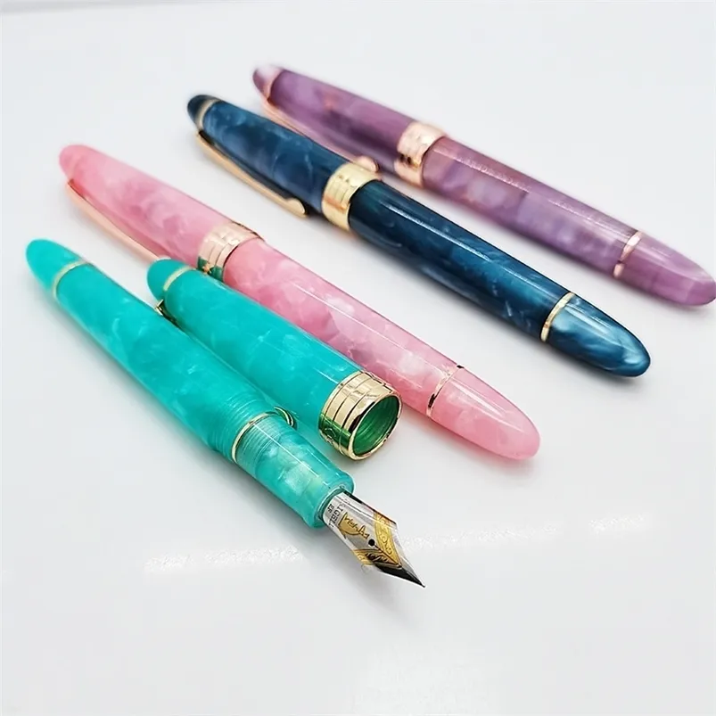 Fountain Pens Kaigelu 356 Art Pen Resin Lady Gift Colorful Acrylic Fountian Caligraphy Pen Cute School Supplies Golden Clip Torpedo 220923