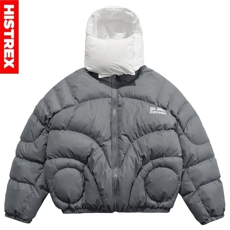 Erkekler Down Parkas Histreks Kabarcık Hoody Mens Ceket Marka Menswear Kış Hip Hop Çıkarılabilir Sıcak Parka Erkek Kadın Büyük Boy