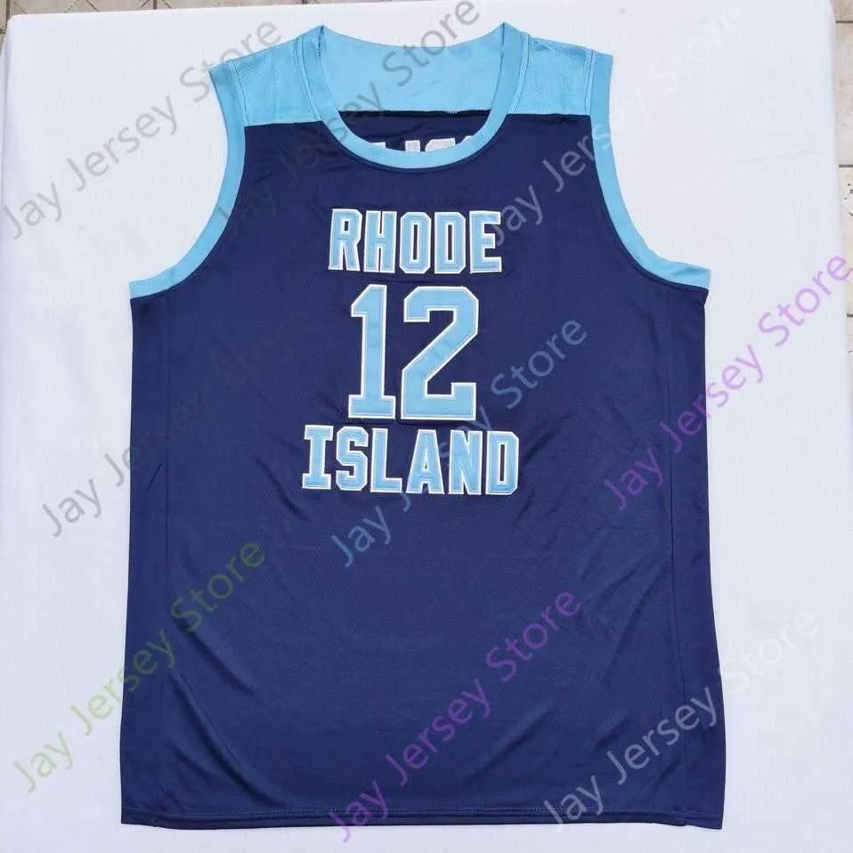 2020 New NCAA Rhode Island Jerseys 12 Cuttino Mobley College Basketball Jersey Navy Size Youth Adult All Stitched