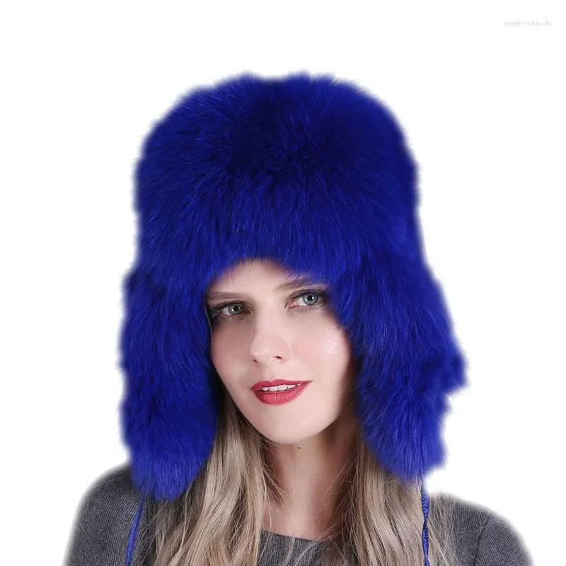 Beralar Gerçek Kürk Bombacı Şapkaları Kış Kadınlar Moda Kulak Koruyucu Headgear LF21013QX