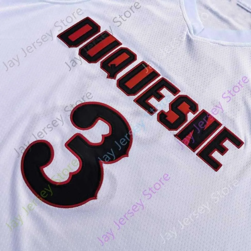 2020 New NCAA DUQ Duquesne Dukes Jerseys 3 F. Hughes Basketball Jersey College White All Stitched Size Youth Adult