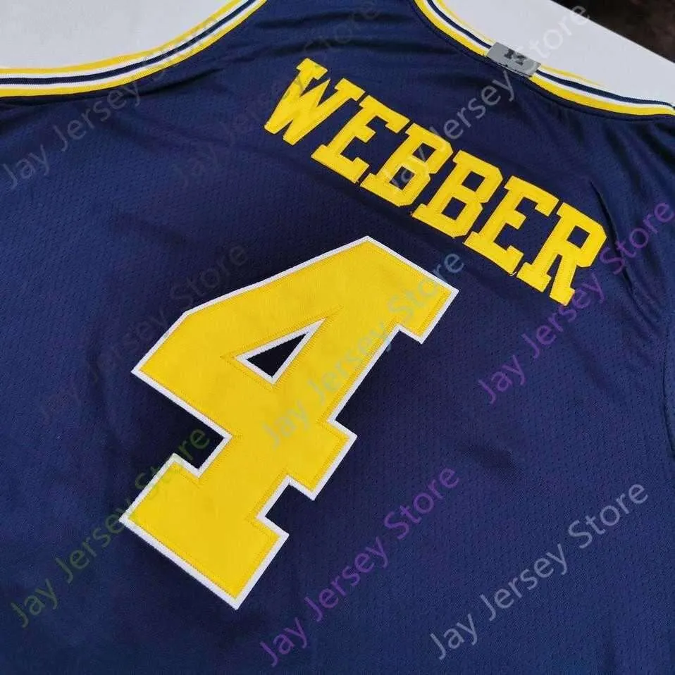 2020 New NCAA Michigan Wolverines Jerseys 4 Webber College Basketball Jersey Navy Size Youth Adult All Stitched Embroidery