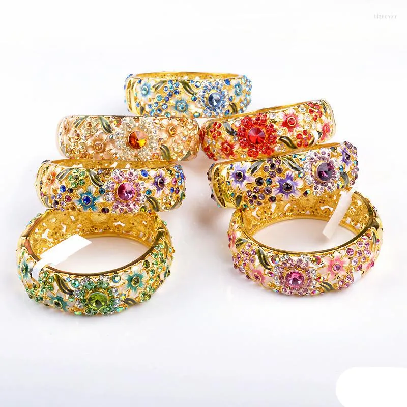 뱅글 Cloisonne 팔찌 18kgp 여성 보석류 양면 크리스탈 풀 서클 선물 1pcs