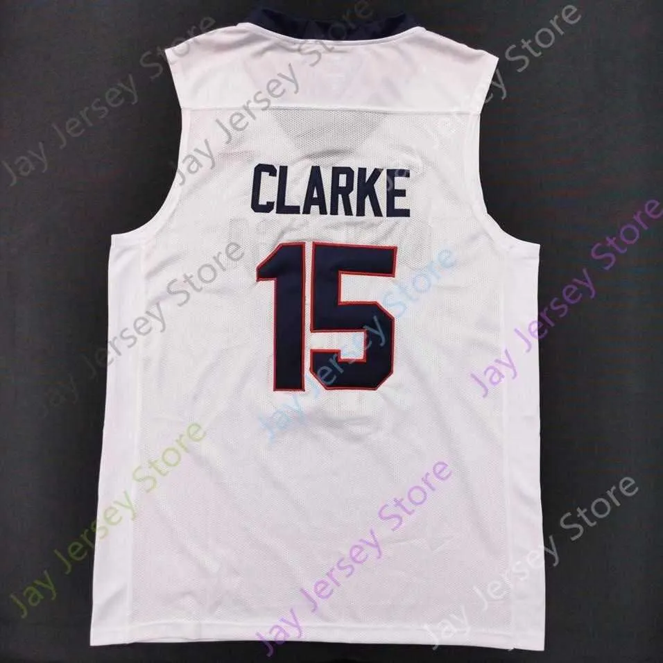 2021 Final Four New NCAA Gonzaga Bulldogs Jerseys 15 Clarke Basketball Jersey College White Size Youth Adult All Stitched