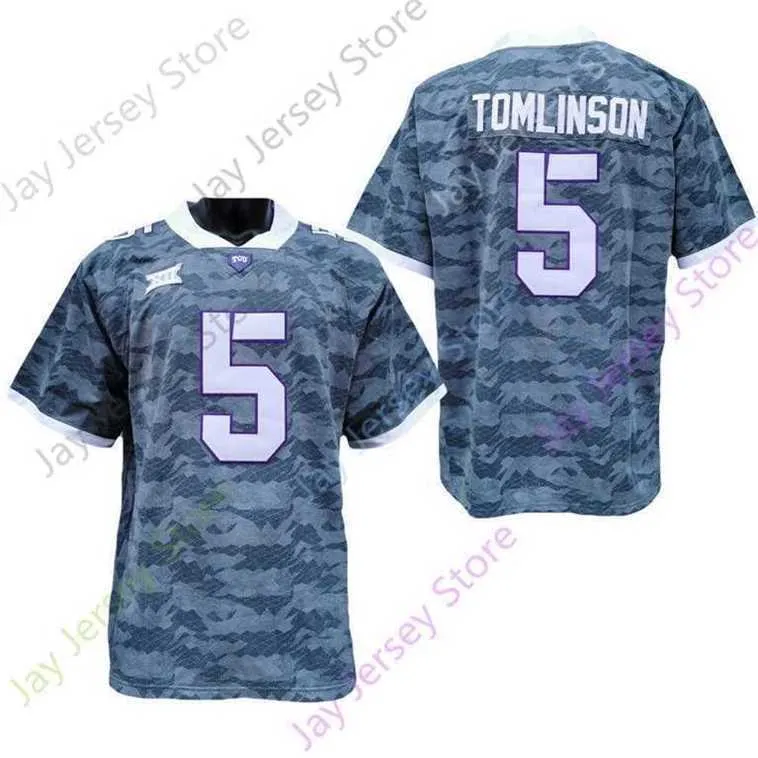 Mitch 2020 Nieuwe NCAA TCU Horned Frogs Jerseys 5 LaSainian Tomlinson College voetbaljersey Camo -maat Jeugd volwassen