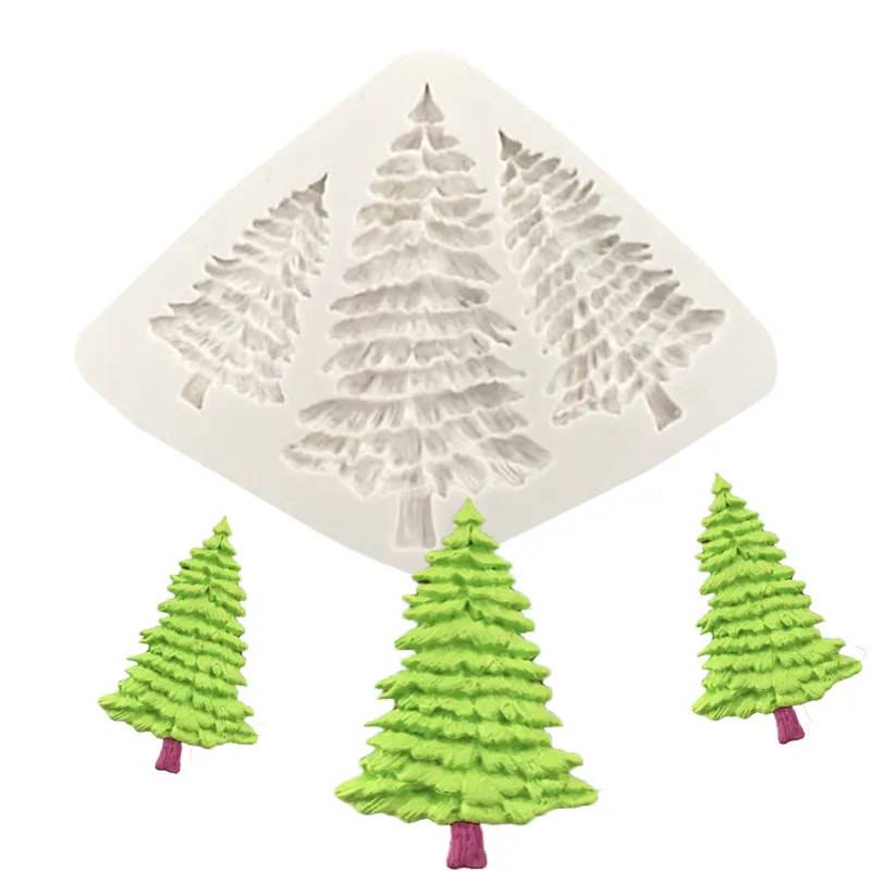 Baking Tools Christams Trees Silicone Mold Fondant Cake Decoration DIY Border Decorating DH874