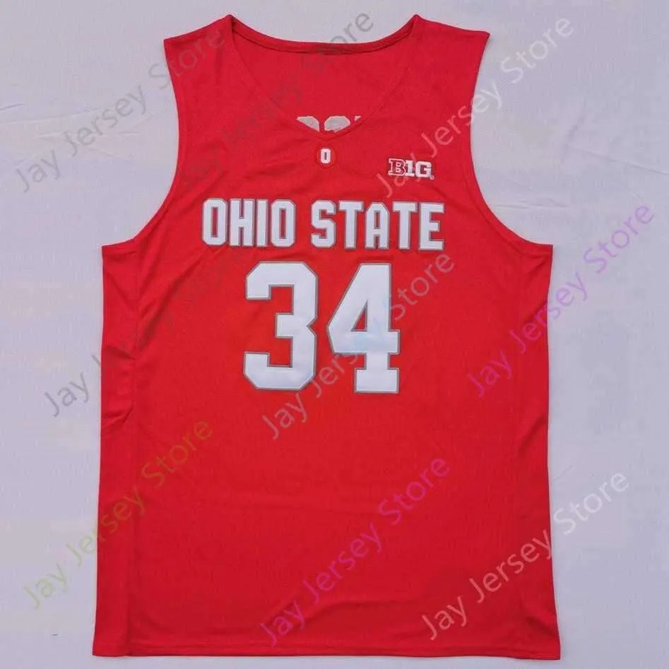 2020 New NCAA Ohio State Buckeyes Jerseys 34 Kaleb Wesson College Basketball Jersey Red Size Youth Adult Embroidery