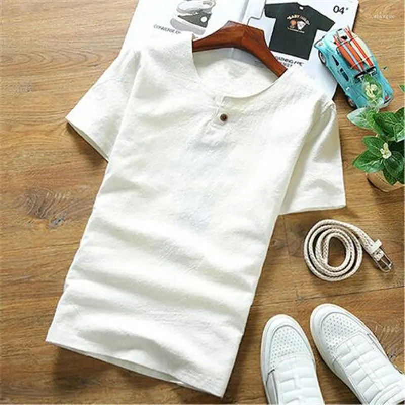 Men's T Shirts Men's T-Shirts Men 2022 Summer Cotton Linen Short Sleeve O-Neck Tees Fashion Brand Clothing Tops Plus Size 5Xl 7Xl