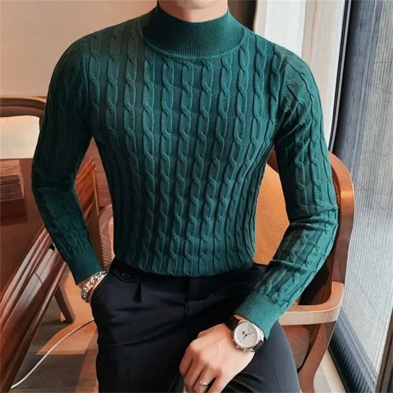 Erkek Sweaters Sonbahar Kış Yavurucu Moda Basit İnce Sweater Erkekler Giyim Yüksek Yakalı Sıradan Küleyler Örgü Gömlek Plus Boyut S-3XL 220924