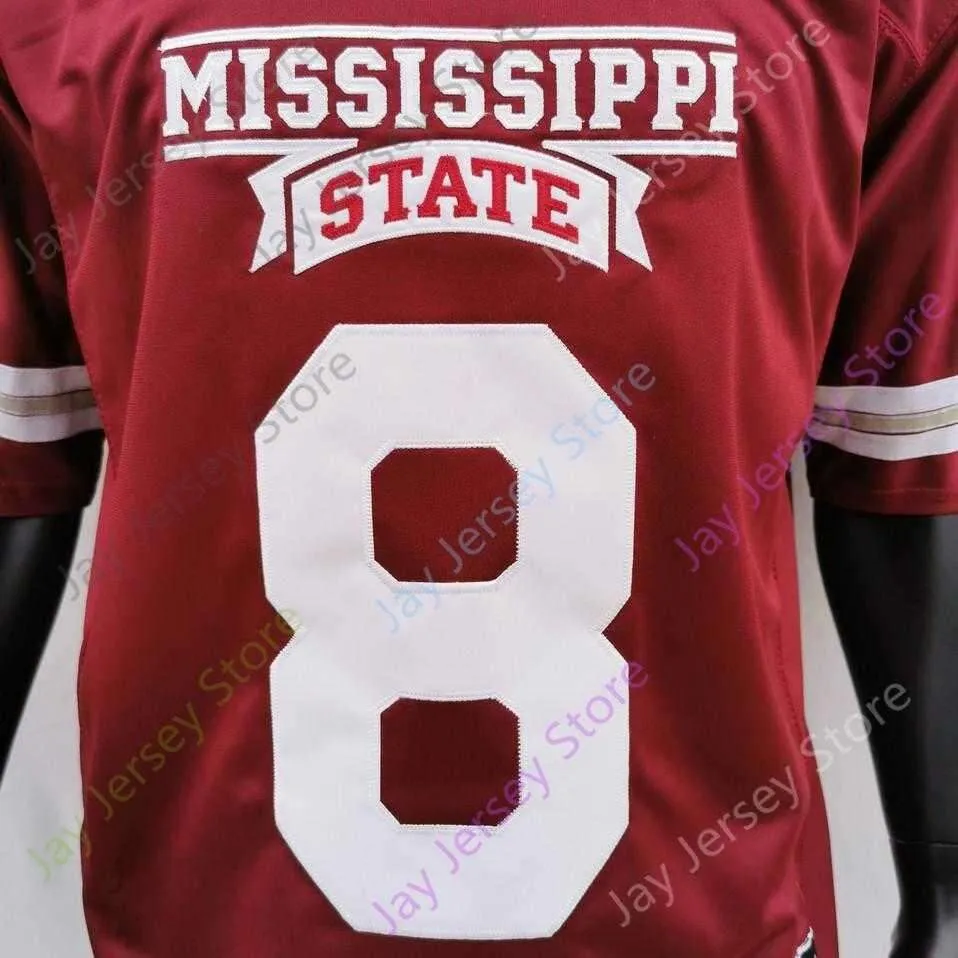 2020 New NCAA Mississippi State Bulldogs MSU Jerseys 8 Kylin Hill College Football Jersey Red Size Youth Adult