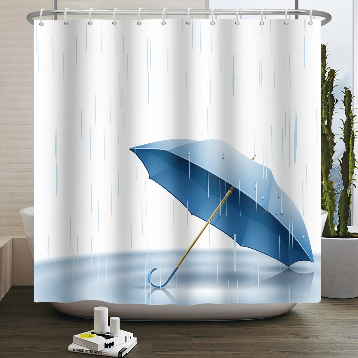 Shower Curtains Water Drop Umbrella Bath Waterproof Polyester for room Home Decor with Hooks 220926