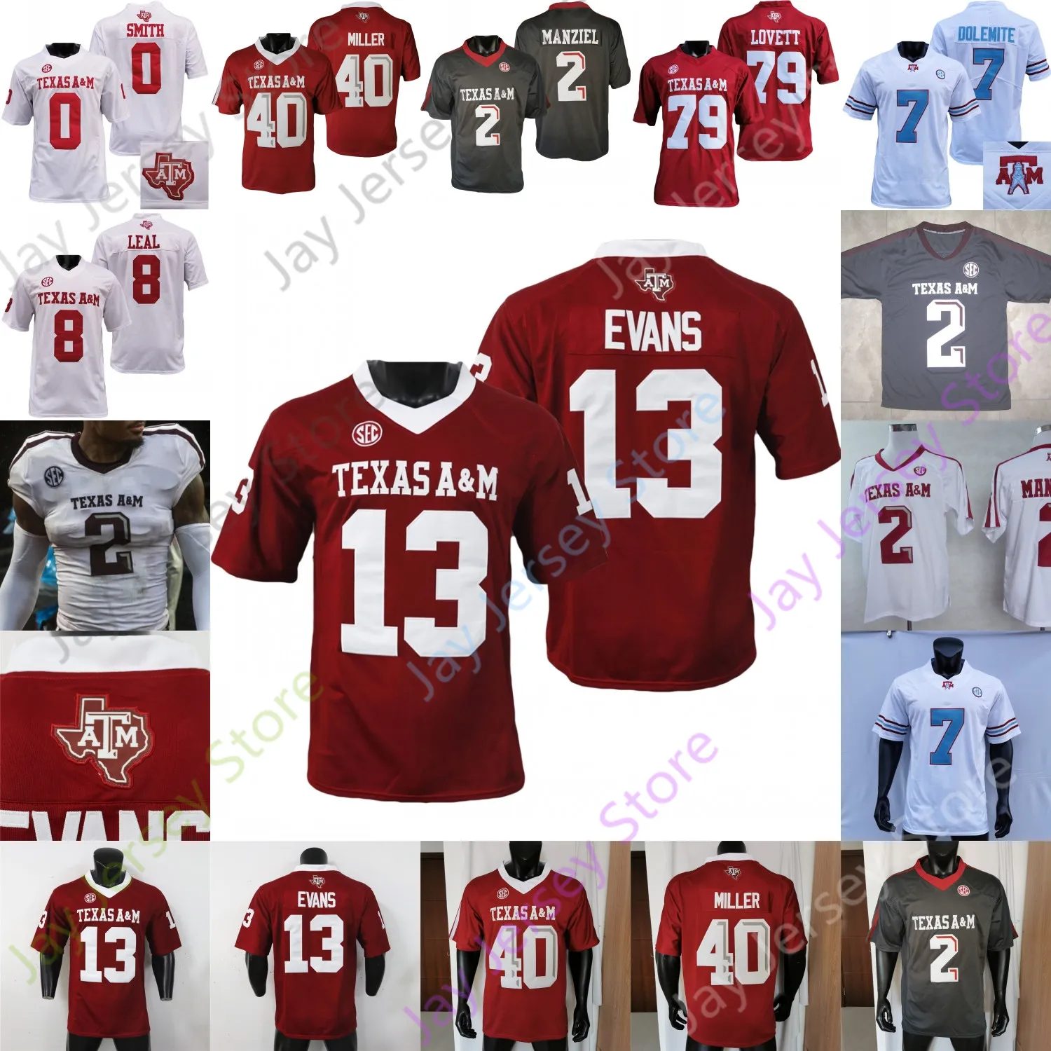 Jersey de football officiel de Texas Am Aggie NCAA - Réplique authentique, polyester durable, couleurs de l'équipe