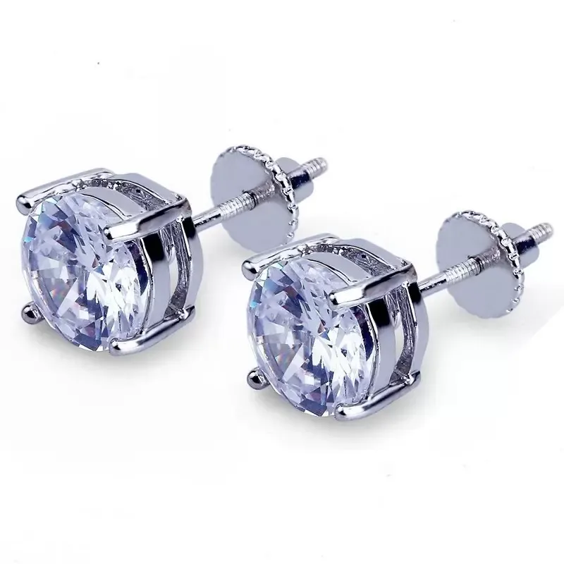 Orecchini Donna In Argento Sterling 925 Con Zirconia Cubica Taglio Stella 4 Mm - Colore Rosa Tormalina