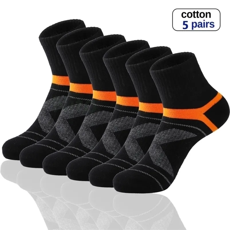Men's Socks High Quality 5 Pairs Lot Cotton Black Sports Casual Run Summer Breathable Male Sock Sokken Size38-45 220924