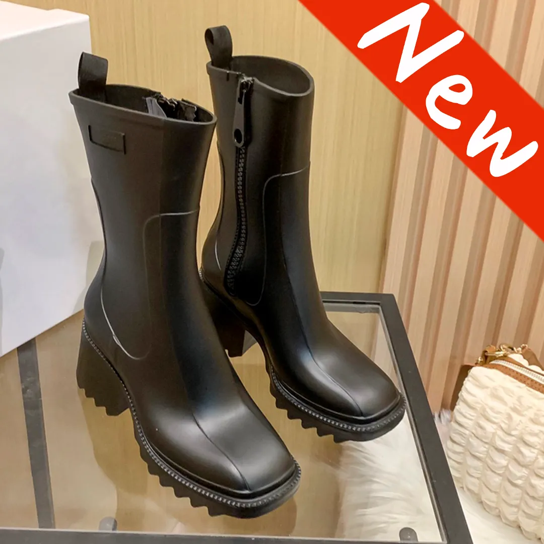 Fashion high platform paris Boots Betty Rubber Rain Boot heighten 5cm Loe Nomad Beige Tan Black Luxury women Outdoor sports trainers Designer sneakers EUR 35-40