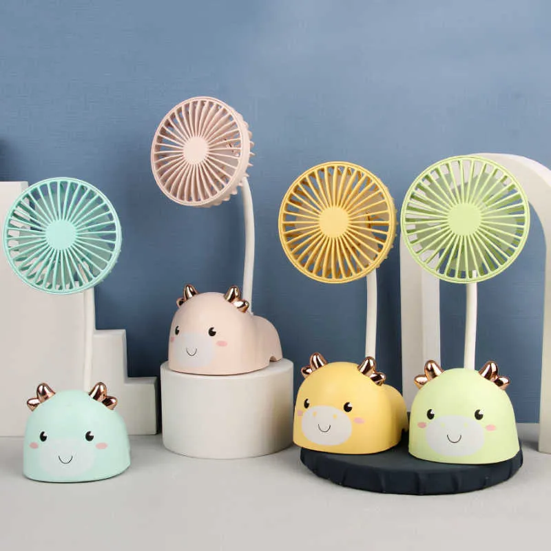 المعجبين الكهربائيين Cartoon Mini Table Fans Mute Student STALTOP STABLE MINI FAN USB MACARONE RECAREABLE DESK ELECTRAL FAN T220924