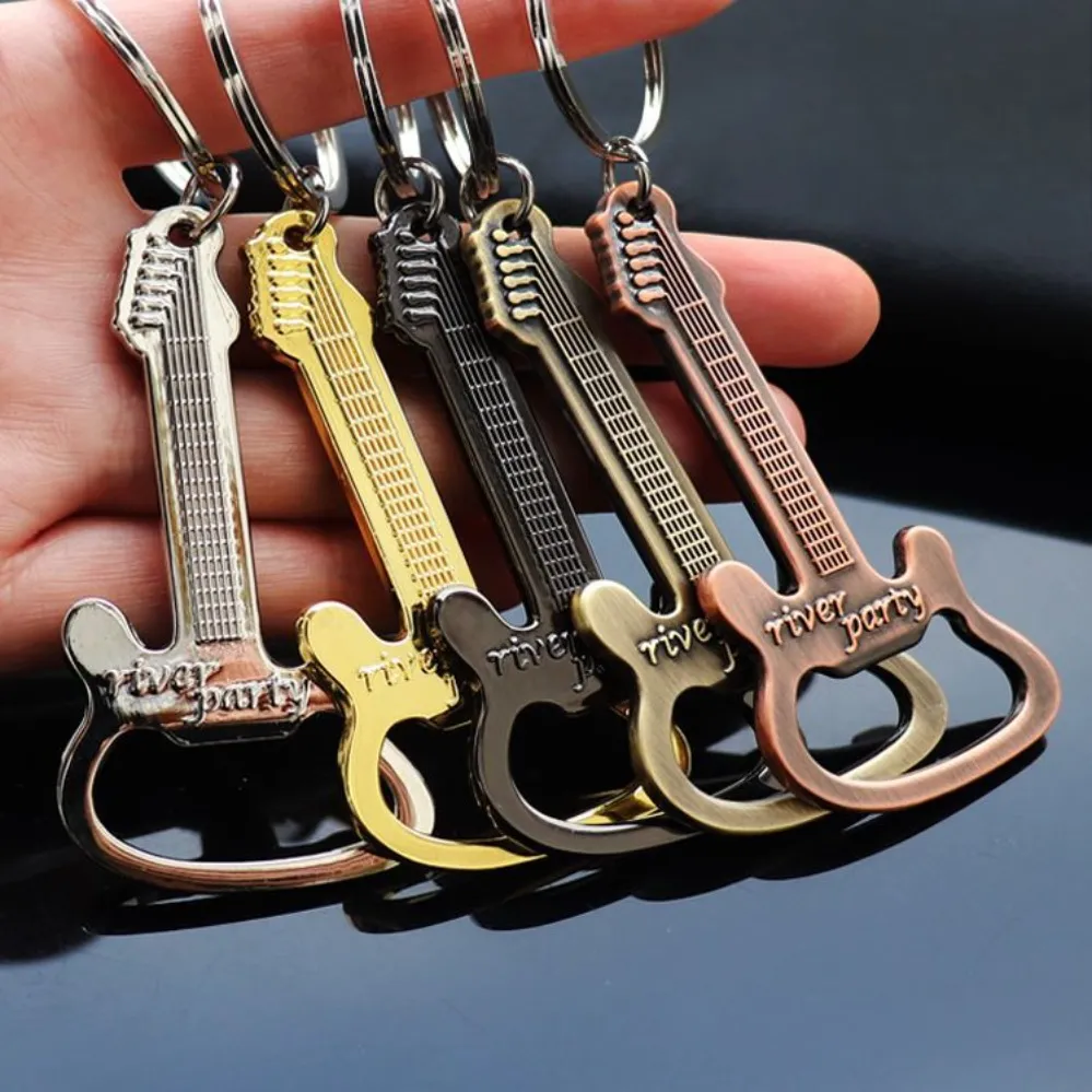 Ouvre-guitare rétro innovant porte-clés en métal barre de musique créative porte-clés pub gastronomique cadeaux pratiques pendentif cadeau de fête WLY935