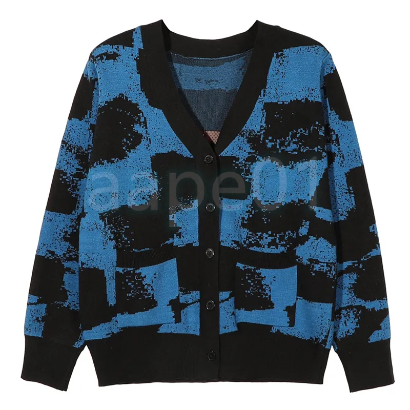 Kvinnors Autumn tröja designer Blue Jacquard Stick Cardigan Ladies Sticking Clothing Asian Size S-L