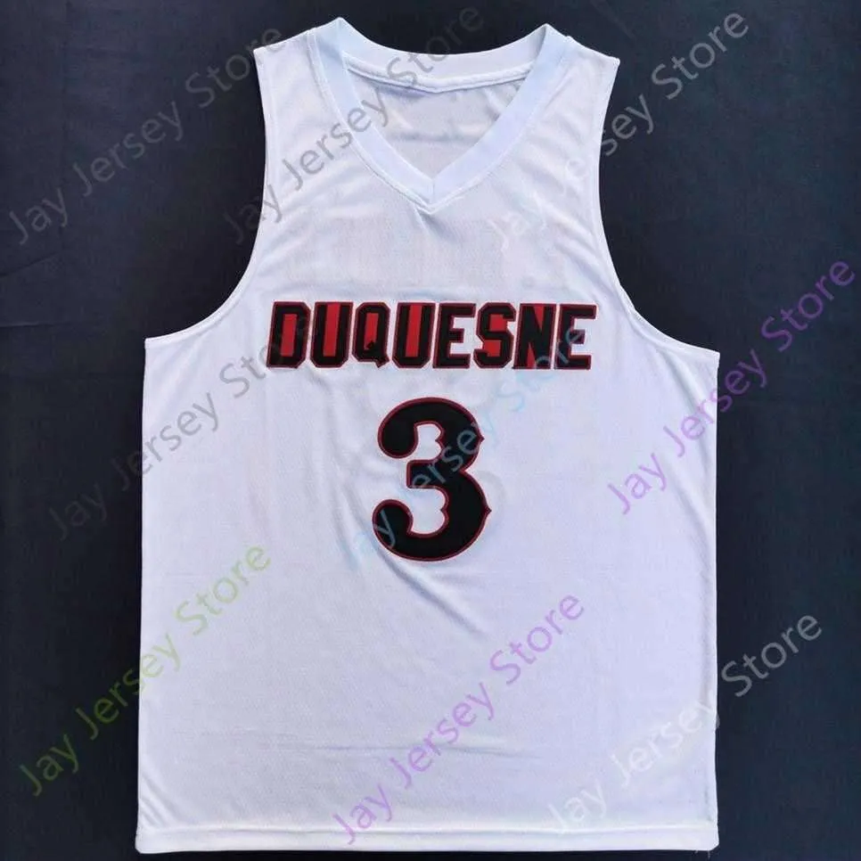 2020 New NCAA DUQ Duquesne Dukes Jerseys 3 F. Hughes Basketball Jersey College White All Stitched Size Youth Adult