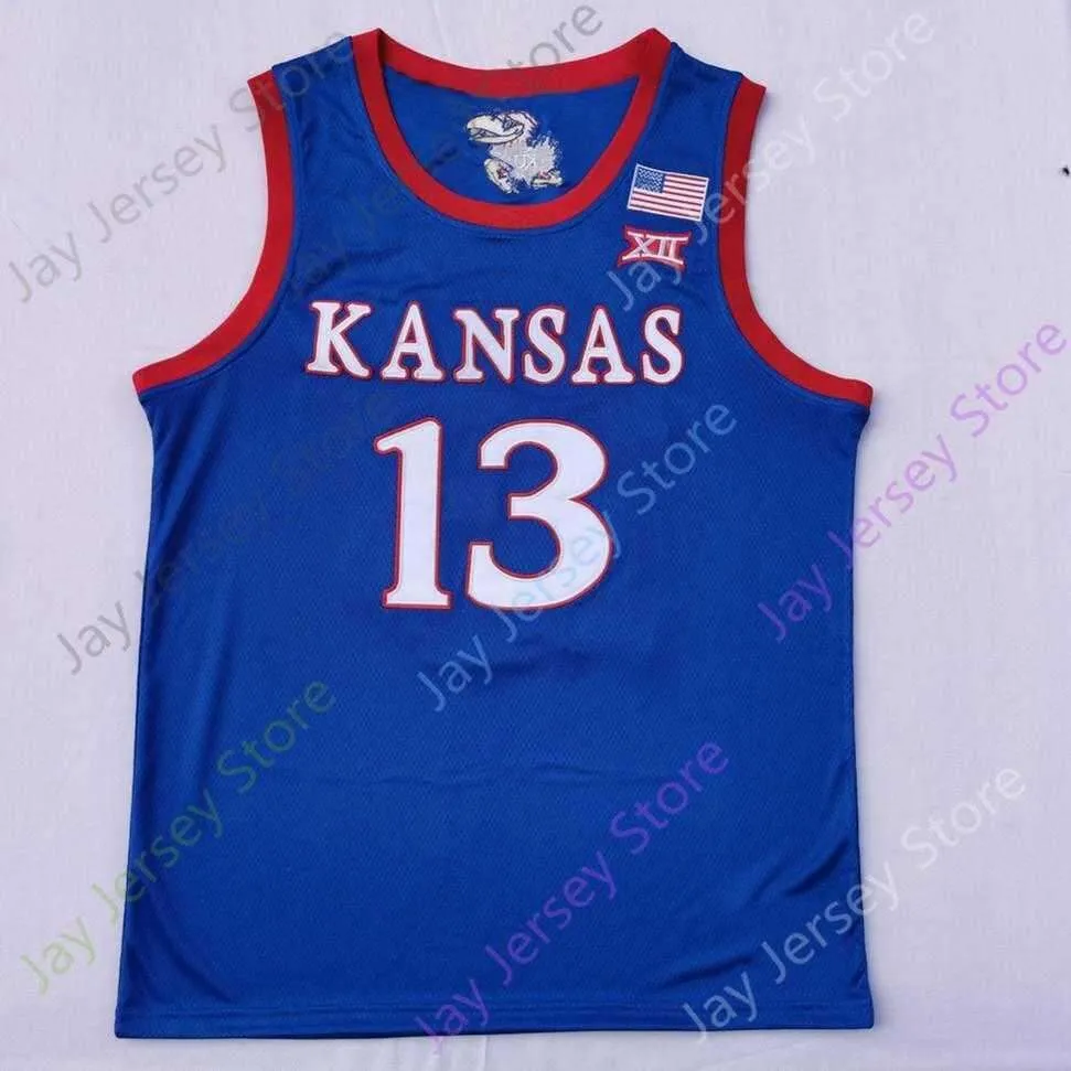 2020 New NCAA College Kansas Jayhawks Jerseys 13 Chamberlain Basketball Jersey Blue Size Youth Adult All Stitched