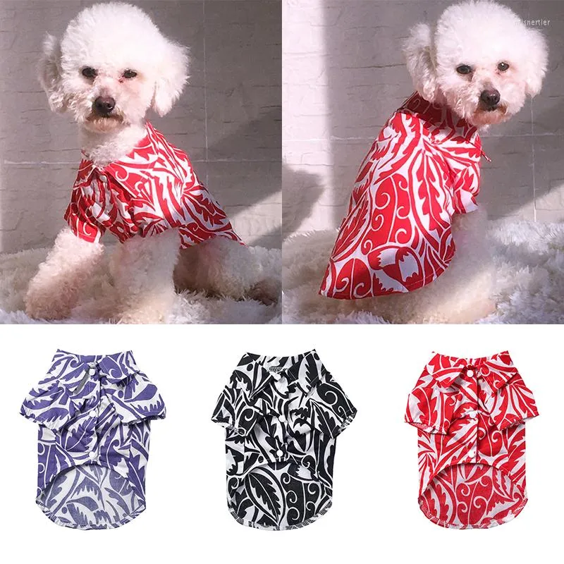 Ropa de verano para perros, ropa para mascotas, camisas de playa de estilo hawaiano para cachorros, disfraz de Chihuahua para gatos pequeños y grandes, camisa con solapa