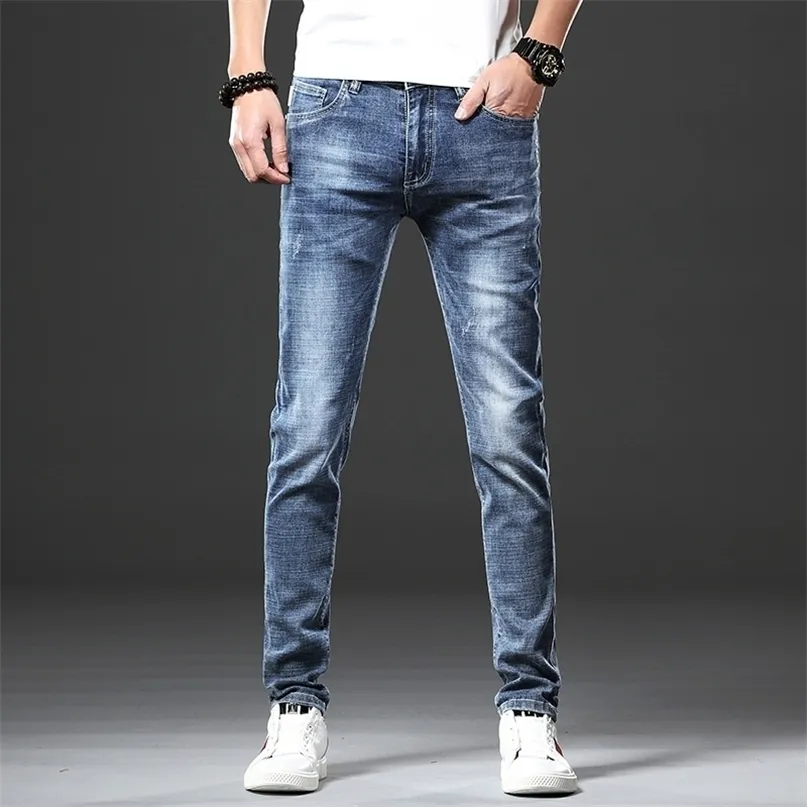 Мужские джинсы Jantour Brand Brand Jeans Men Men Slim Fit Joggers растягивает мужские джинсовые брюки Blue Fashion Casual Hombre 220923