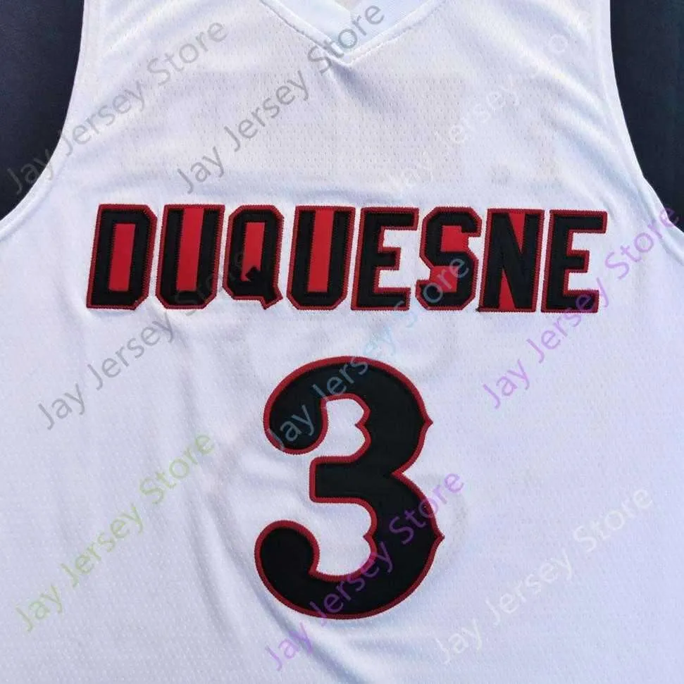 2020 New NCAA DUQ Duquesne Dukes Jerseys 3 F. Hughes Basketball Jersey College White All Stitched Size Youth Adult