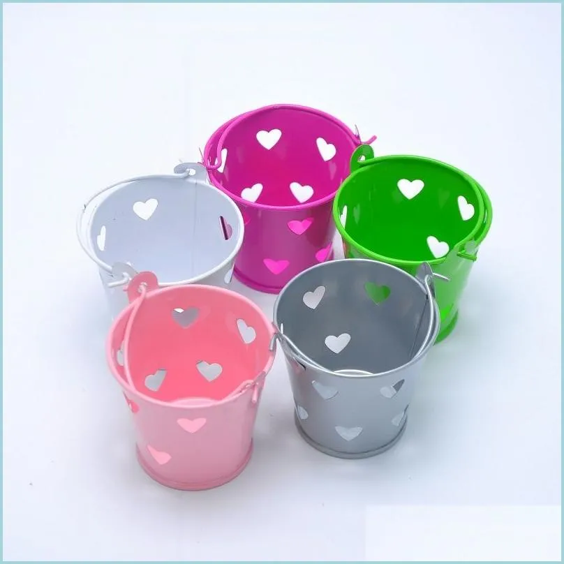 Emballage Cadeau Emballage Cadeau Coeur Évider Tin Seaux Mini Boîtes Faveurs De Noce Bonbons Seau Décorations Kid Drop Delivery Homeindustry Dhm2G