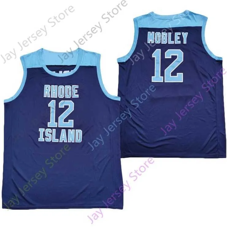 Mitch 2020 New NCAA Rhode Island Jerseys 12 Cuttino Mobley College Basketball Jersey Marine Taille Jeunes Adultes Tous Cousus