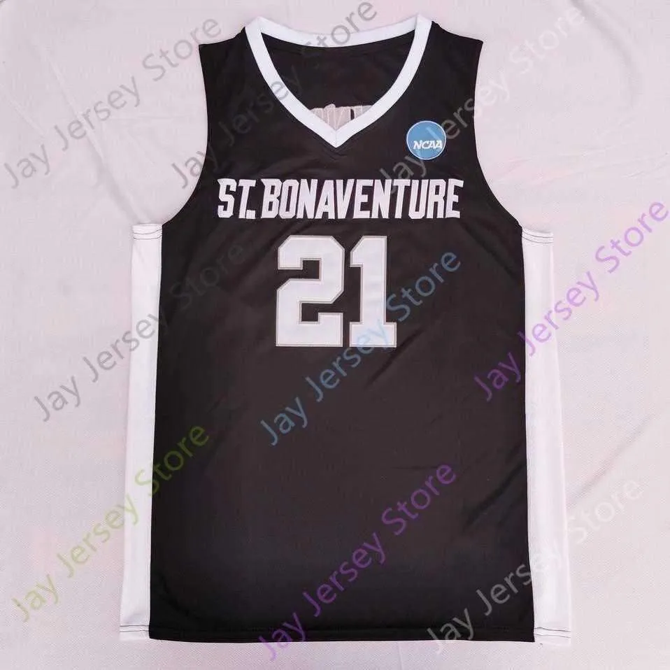 2020 New NCAA College St. Bonaventure Bona Bonnies Jerseys 21 Osun Osunniyi Basketball Jersey Black All Stitched