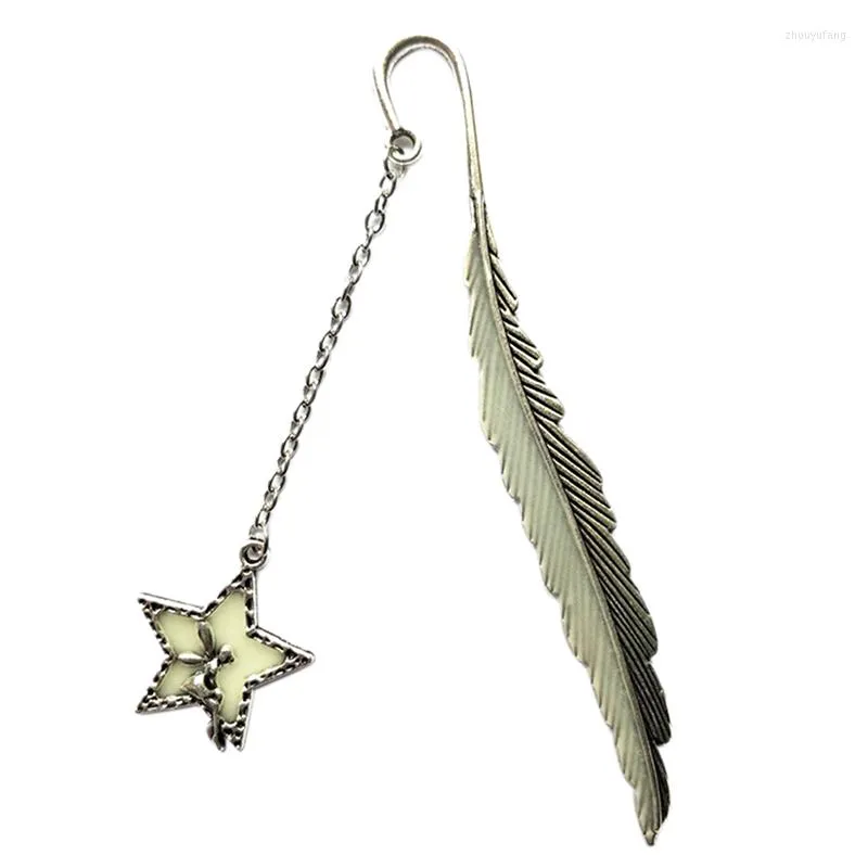 Vintage Flying Man Bookmark Luminous Glow In The Dark Star Shape Feather Metal Diy