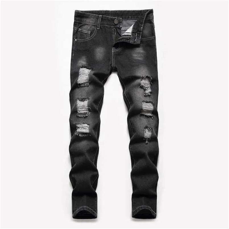 Jeans 5 6 8 10 14 16 jaar babyjongens gescheurd gat gewassen rechte broek voor kinderen tienerbroek kleding 220923