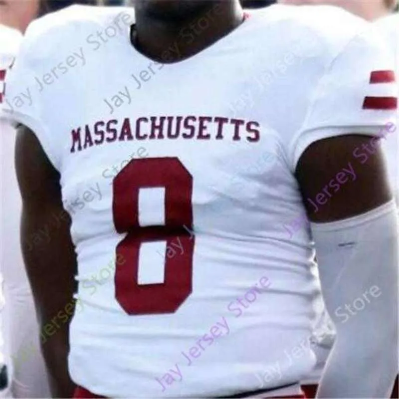 UMass Massachusetts Football Jersey NCAA College Randall West Andrew Brito Victor Cruz Bilal Ally Zak Simon Sadiq Palmer Roberson Isabella