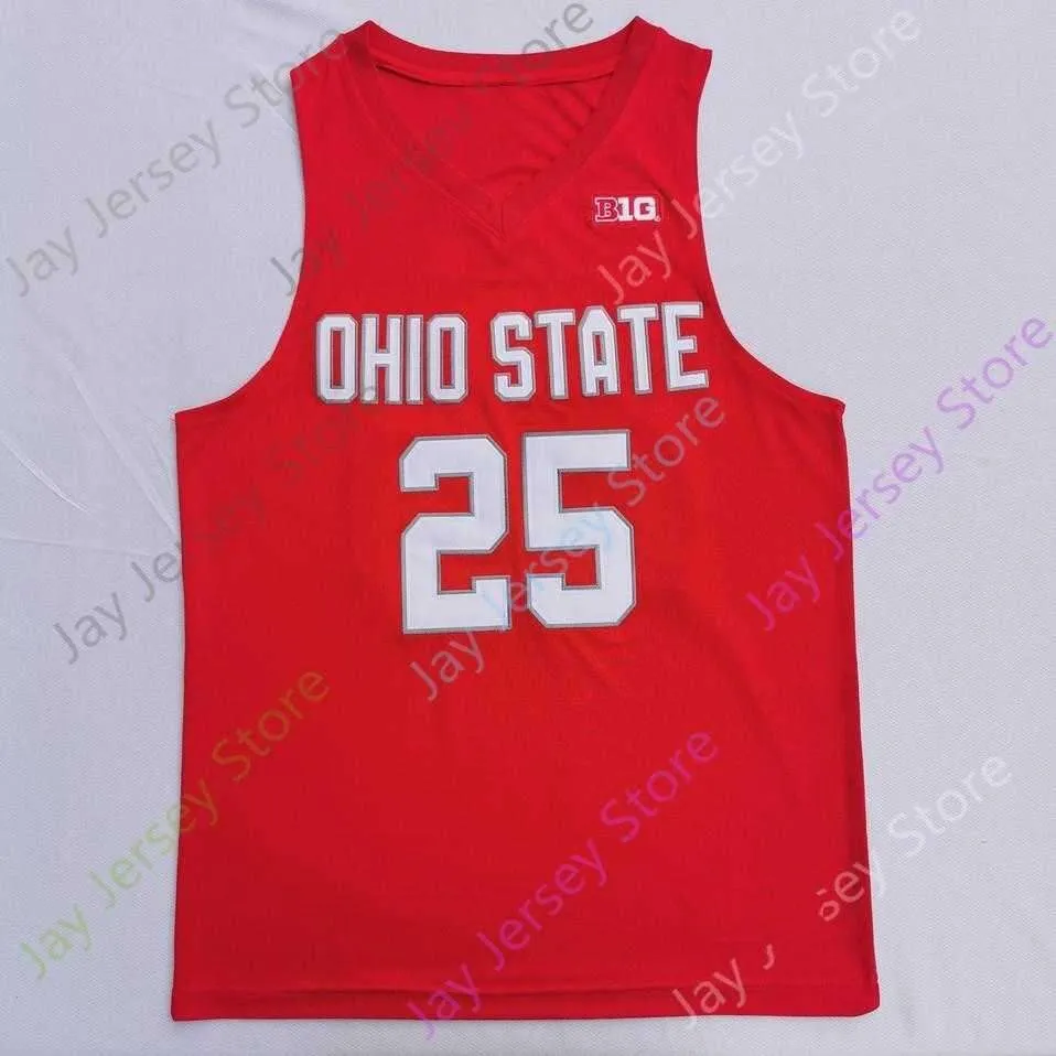 2020 New NCAA Ohio State Buckeyes Jerseys 25 Kyle Young College Basketball Jersey Red Grey Size Youth Adult Embroidery