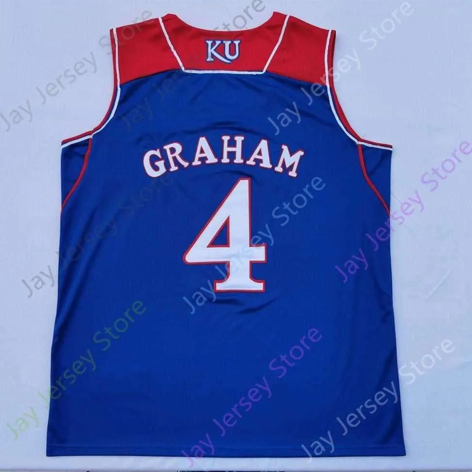 2020 New NCAA Kansas Jayhawks Jerseys 4 Graham College Basketball Jersey Blue Size Youth Adult All Stitched