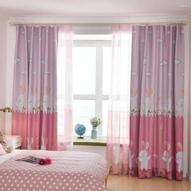 Curtain Lovely Cartoon Blackout Curtains For Children Living Room Girl Bedroom Pink Window Drapes Kids
