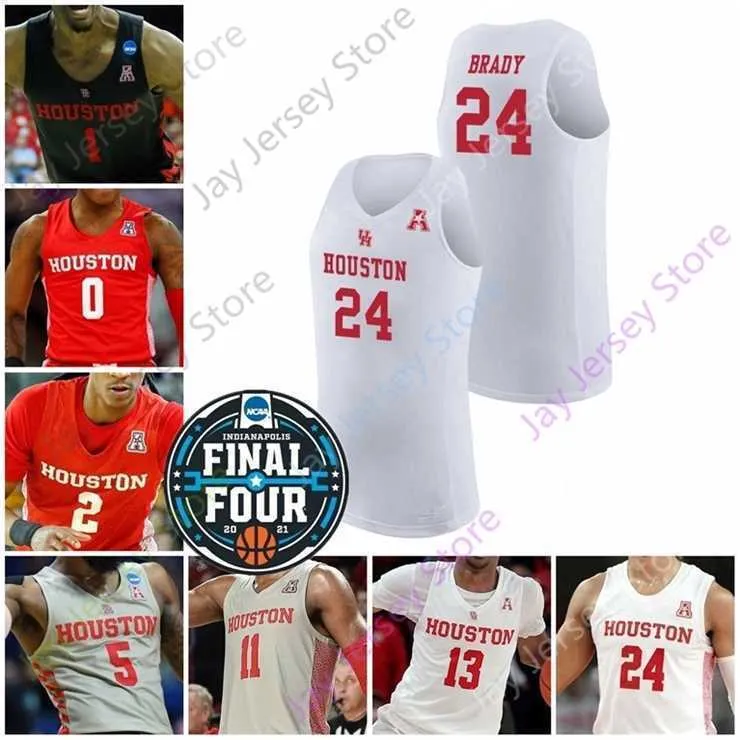 Mitch 2021 Final Four Houston Cougars Basketball Jersey NCAA College Tramon Mark Roberts Reggie Chaney Jamal Shead Brison Gresham Kiyron Powell