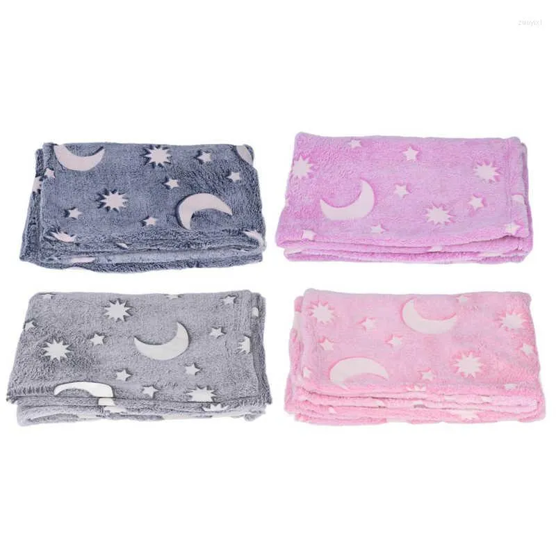 Blankets Kids Blanket Fluffy Plush Moon Stars Pattern Luminous For Birthdays Holidays Gift